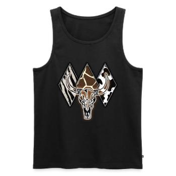 Crâne de taureau de fusion de la faune avec safari d’animaux - Débardeur bio Premium Homme - noir - Devant - Michal (187cm)