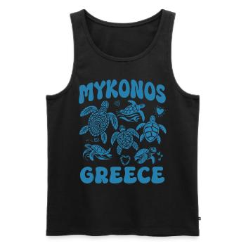 Mykonos, Grèce, tortue de mer, mandala, œuvre d’art - Débardeur bio Premium Homme - noir - Devant - AI Model Male 178 light (178cm)