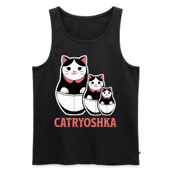 Funny Catryoshka Matryoshka Beautiful Russian - Men's Premium Organic Tank Top - black - Front - Michal (187cm)