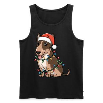 Miniature Bull Terrier Christmas Lights Xmas Dogs - Men's Premium Organic Tank Top - black - Front - Michal (187cm)