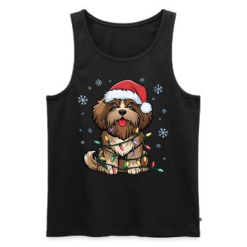 Havanese Christmas Lights Xmas Dogs Gifts - Men's Premium Organic Tank Top - black - Front - Michal (187cm)