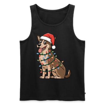 Norwegian Elkhound Christmas Lights Xmas Dogs - Männer Premium Bio Tank Top - Schwarz - Vorne - Michal (187cm)
