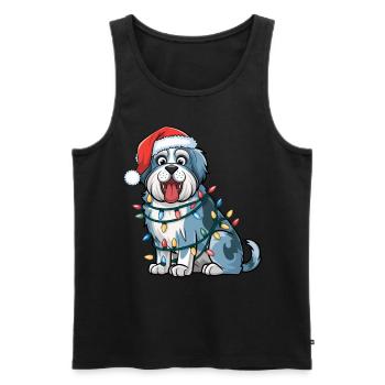 Vieux chien de berger anglais Noël lumières chiens de Noël - Débardeur bio Premium Homme - noir - Devant - Michal (187cm)