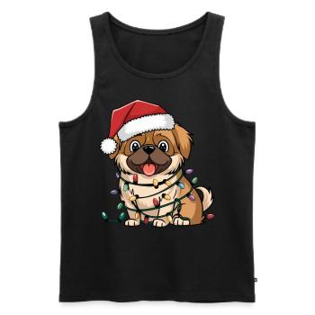 Pekingese Christmas Lights Xmas Dogs Gifts - Men's Premium Organic Tank Top - black - Front - Michal (187cm)