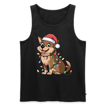 Suédois Vallhund Lumières de Noël Noël Chiens Cadeaux - Débardeur bio Premium Homme - noir - Devant - Michal (187cm)