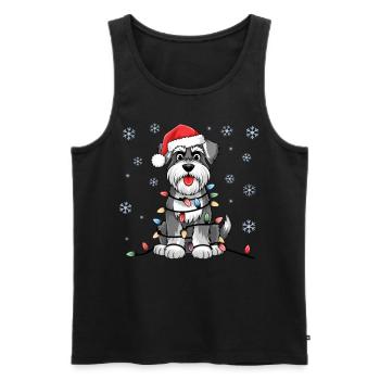 Standard Schnauzer Christmas Lights Xmas Dogs - Men's Premium Organic Tank Top - black - Front - AI Model Male 178 light (178cm)