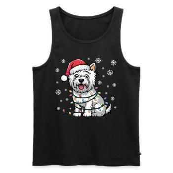 West Highland White Terrier Christmas Lights Xmas - Men's Premium Organic Tank Top - black - Front - Michal (187cm)
