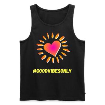 Good Vibe Only Shirt – Pure positivité ! - Débardeur bio Premium Homme - noir - Devant - Michal (187cm)