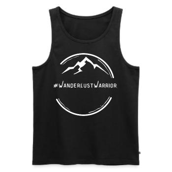 Wanderlust Warrior – For Adventure Seekers - Men's Premium Organic Tank Top - black - Front - AI Model Male 178 light (178cm)
