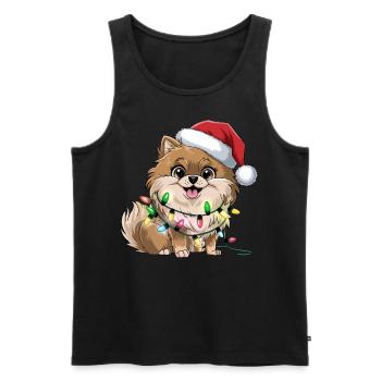 Pomeranian Christmas Lights Xmas Dogs Gifts - Männer Premium Bio Tank Top - Schwarz - Vorne - Michal (187cm)