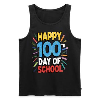 Joyeux 100e jour d’école Coloré Enfants Filles Garçons - Débardeur bio Premium Homme - noir - Devant - Michal (187cm)