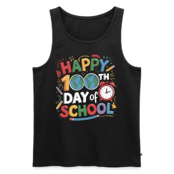 Joyeux 100e jour d’école Coloré Enfants Filles Garçons - Débardeur bio Premium Homme - noir - Devant - Michal (187cm)