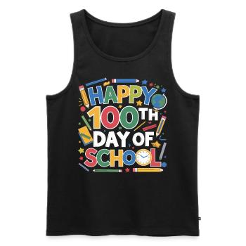 Happy 100th Day of School Colorful Classroom - Männer Premium Bio Tank Top - Schwarz - Vorne - AI Model Male 178 light (178cm)
