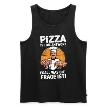 Pizza ist die Antwort, egal was die Frage ist - Männer Premium Bio Tank Top - Schwarz - Vorne - Michal (187cm)