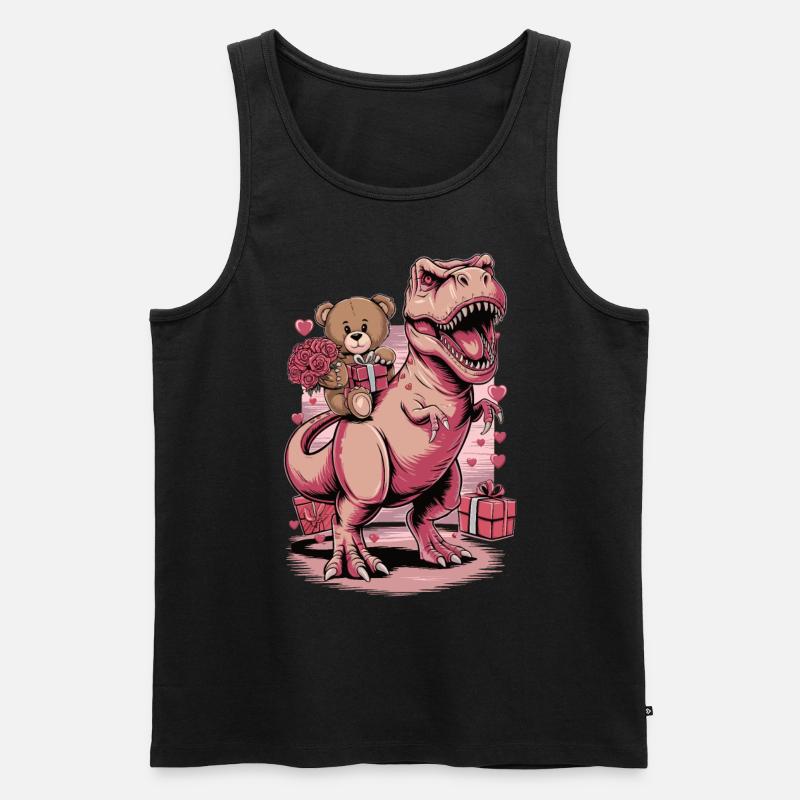 T. Rex Saint-Valentin - Débardeur bio Premium Homme - noir