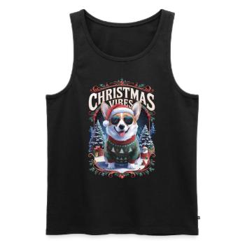 Corgi Christmas Vibes - Men's Premium Organic Tank Top - black - Front - Michal (187cm)