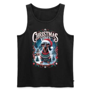 Dackel Christmas Vibes - Männer Premium Bio Tank Top - Schwarz - Vorne - AI Model Male 178 light (178cm)
