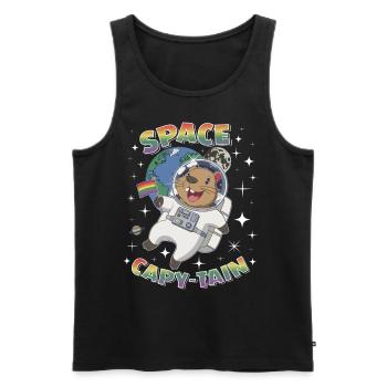 Space Capybara Astronaut Holding Rainbow Flag Funn - Men's Premium Organic Tank Top - black - Front - AI Model Male 178 light (178cm)