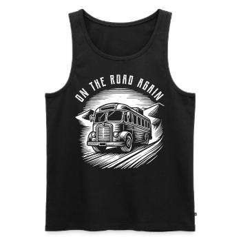 T-shirt de bus vintage sur la route à nouveau - Débardeur bio Premium Homme - noir - Devant - AI Model Male 178 light (178cm)