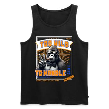 Zu wild, um mit coolem Gorilla-Vintage-Stil fertig zu werden - Männer Premium Bio Tank Top - Schwarz - Vorne - AI Model Male 178 light (178cm)