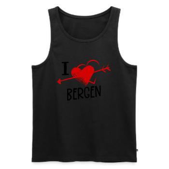 I Love Bergen Herz und Pfeil Stadt Liebe Souvenir - Men's Premium Organic Tank Top - black - Front - AI Model Male 178 light (178cm)