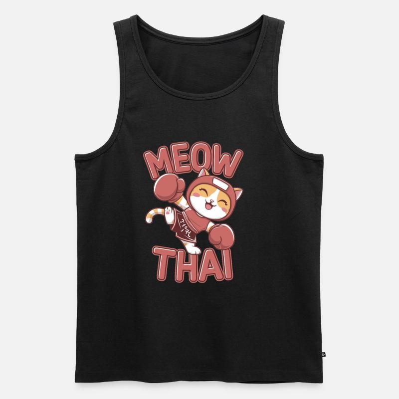 Meow thai - Männer Premium Bio Tank Top - Schwarz