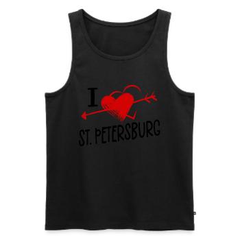 I Love St. Petersburg Herz und Pfeil Stadt Liebe - Männer Premium Bio Tank Top - Schwarz - Vorne - AI Model Male 178 light (178cm)