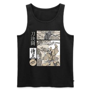 samurai katana Duell vs ninja - Männer Premium Bio Tank Top - Schwarz - Vorne - AI Model Male 178 light (178cm)