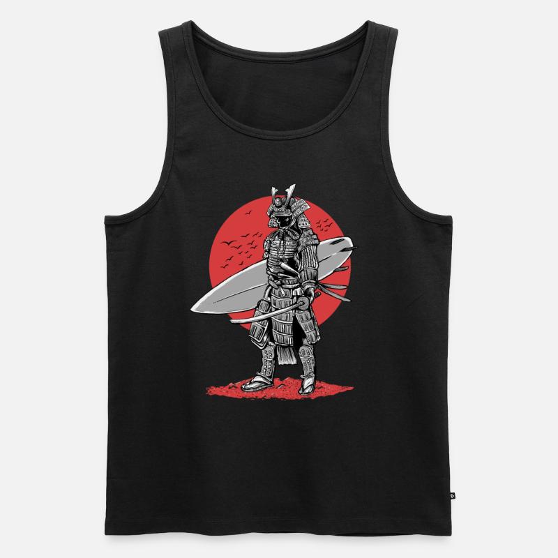surfer samurai - Männer Premium Bio Tank Top - Schwarz