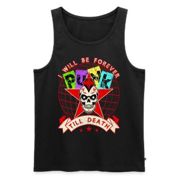 Forever Punk Till Death Mohawk Skull Grunge Art - Men's Premium Organic Tank Top - black - Front - AI Model Male 178 light (178cm)