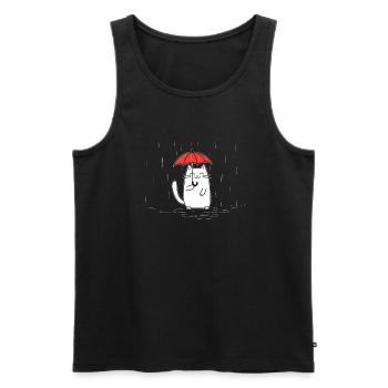 Cat with umbrella - Men's Premium Organic Tank Top - black - Front - Michal (187cm)