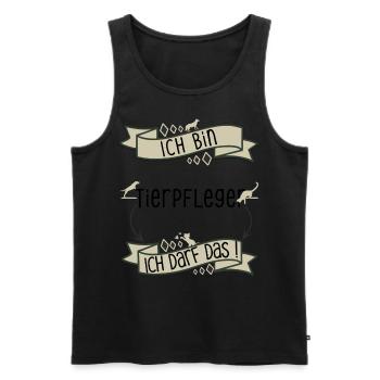 Lustiger Tierpfleger Spruch - ich darf das - Männer Premium Bio Tank Top - Schwarz - Vorne - Michal (187cm)