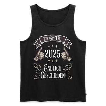 Lustiges Ich Bin Frei 2025 – Endlich Geschieden - Männer Premium Bio Tank Top - Schwarz - Vorne - AI Model Male 178 light (178cm)
