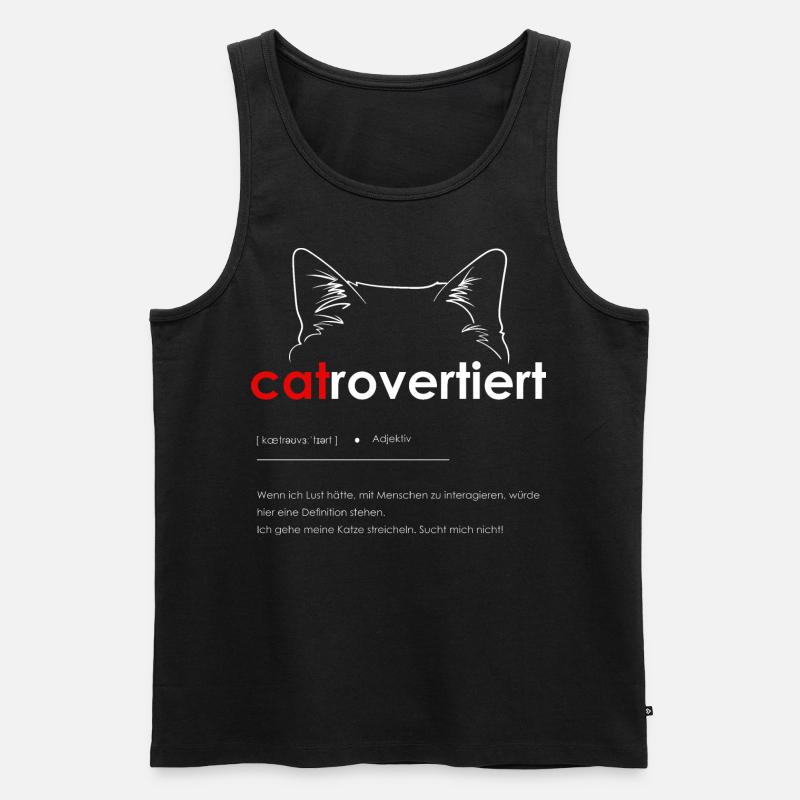 catrovertiert introvertierte Katzenmenschen - Männer Premium Bio Tank Top - Schwarz