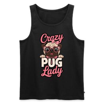 Crazy Pug Lady - Men's Premium Organic Tank Top - black - Front - AI Model Male 178 light (178cm)