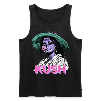 LA CATRINA KUSH POUR LES AMATEURS D’INDICA ET DE MEXIQUE - Débardeur bio Premium Homme - noir - Devant - AI Model Male 178 light (178cm)