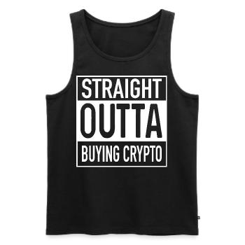 Straight OUTTA ACHETER DE LA CRYPTO - Débardeur bio Premium Homme - noir - Devant - Michal (187cm)
