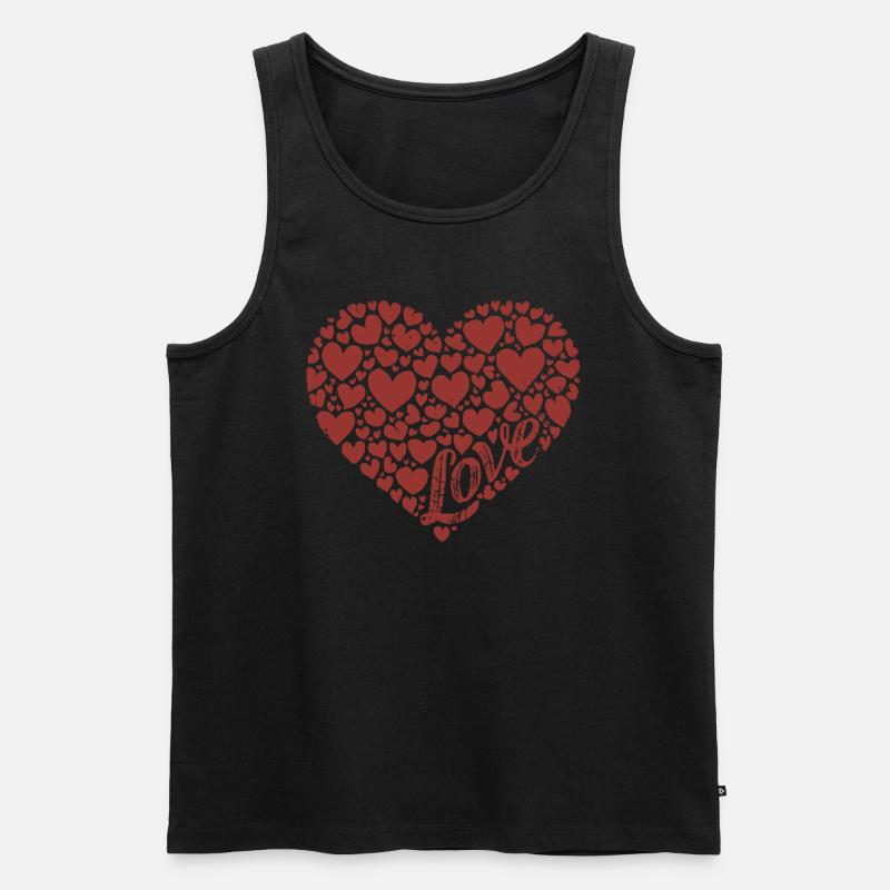 Love Hearts - Männer Premium Bio Tank Top - Schwarz