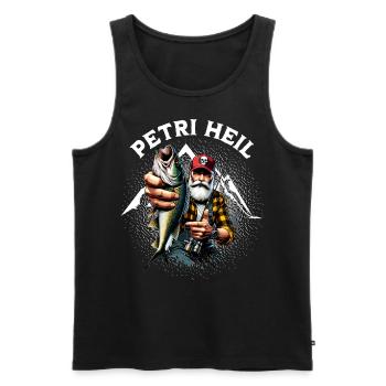 Petri Heil Pêche Drôle Dicton Cadeau Pêcheur - Débardeur bio Premium Homme - noir - Devant - Michal (187cm)