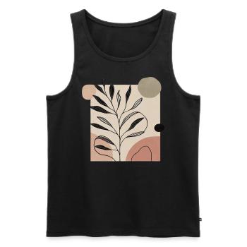 Abstrakte Botanik – Minimalistisches Pflanzenmotiv - Männer Premium Bio Tank Top - Schwarz - Vorne - AI Model Male 178 light (178cm)