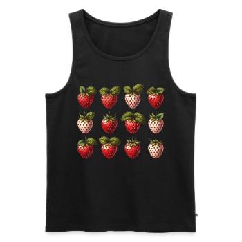 Erdbeer Retro T-Shirt – Vintage Frucht Design - Männer Premium Bio Tank Top - Schwarz - Vorne - AI Model Male 178 light (178cm)