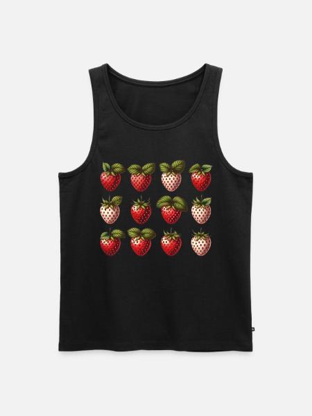 Mansikka Retro T-paita – Vintage Fruit Design - Miesten premium luomu-tanktoppi - musta