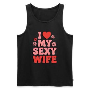 J’aime ma femme (rétro des années 80) - Débardeur bio Premium Homme - noir - Devant - Michal (187cm)