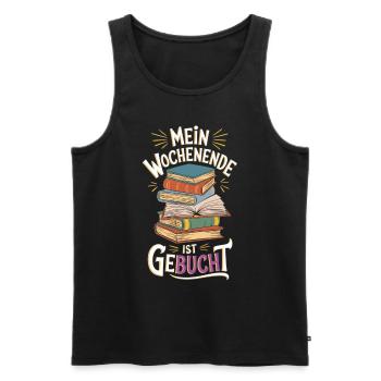 Mein Wochenende ist geBUCHt - Männer Premium Bio Tank Top - Schwarz - Vorne - AI Model Male 178 light (178cm)