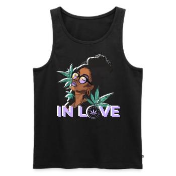 AMOUREUX DU CANNABIS - Débardeur bio Premium Homme - noir - Devant - AI Model Male 178 light (178cm)