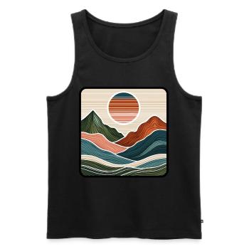Abstrakte Berglandschaft Berge Natur Landschaft - Männer Premium Bio Tank Top - Schwarz - Vorne - Michal (187cm)