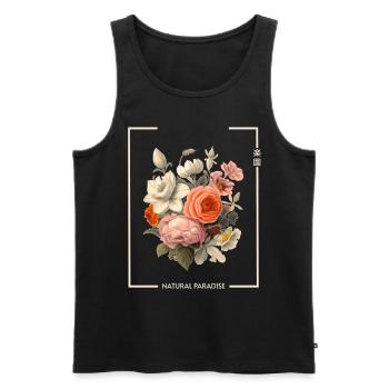 Japon Fleur Paradis Naturel Streetwear - Débardeur bio Premium Homme - noir - Devant - AI Model Male 178 light (178cm)