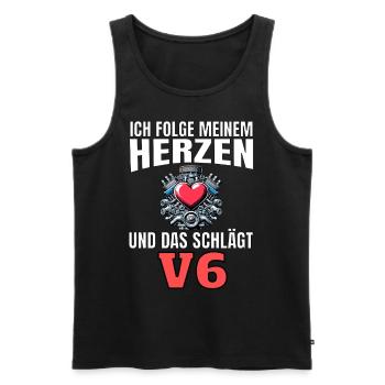 Lustiger Spruch Ich folge meinem Herzen V6 - Männer Premium Bio Tank Top - Schwarz - Vorne - Michal (187cm)