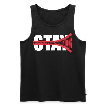 STAY STRONG - Mut machen - Kraft schenken - Männer Premium Bio Tank Top - Schwarz - Vorne - AI Model Male 178 light (178cm)