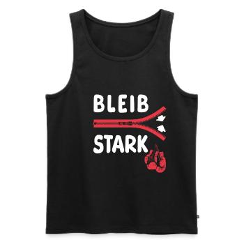 Bleib stark - Motivation - Mut - Kraft - Männer Premium Bio Tank Top - Schwarz - Vorne - AI Model Male 178 light (178cm)